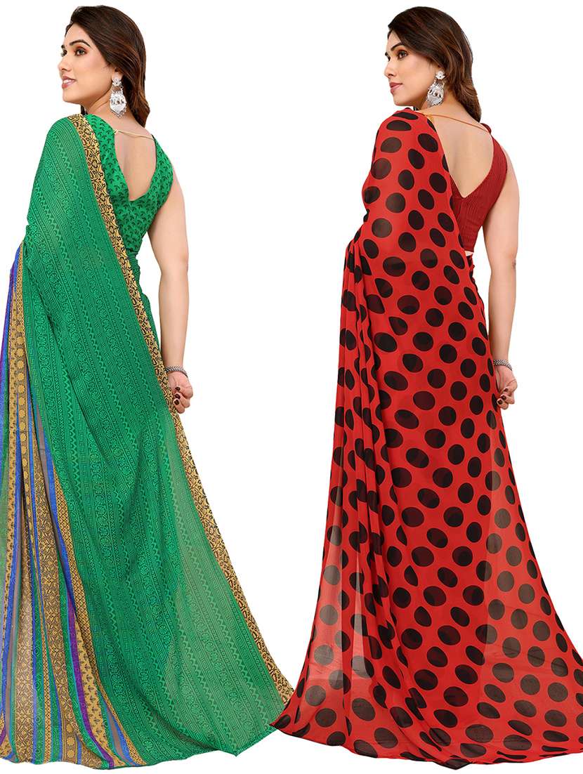 women pack of 2 casual wear sarees with blouse - 21440295 -  Standard Image - 1