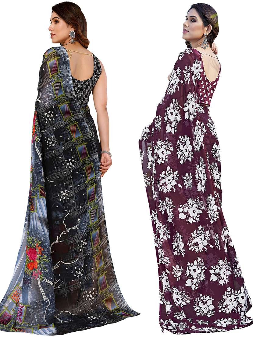 women pack of 2 printed casual sarees - 21440299 -  Standard Image - 1