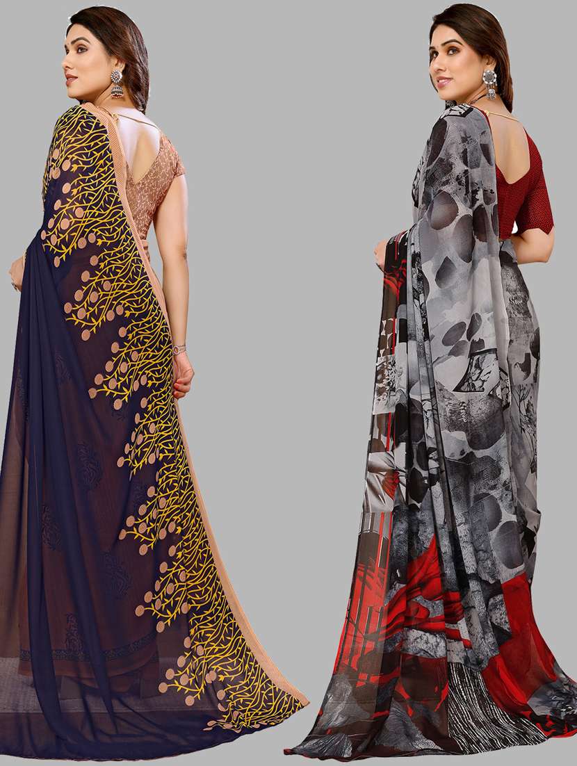 pack of 2 women printed sarees with blouse - 21440300 -  Standard Image - 1