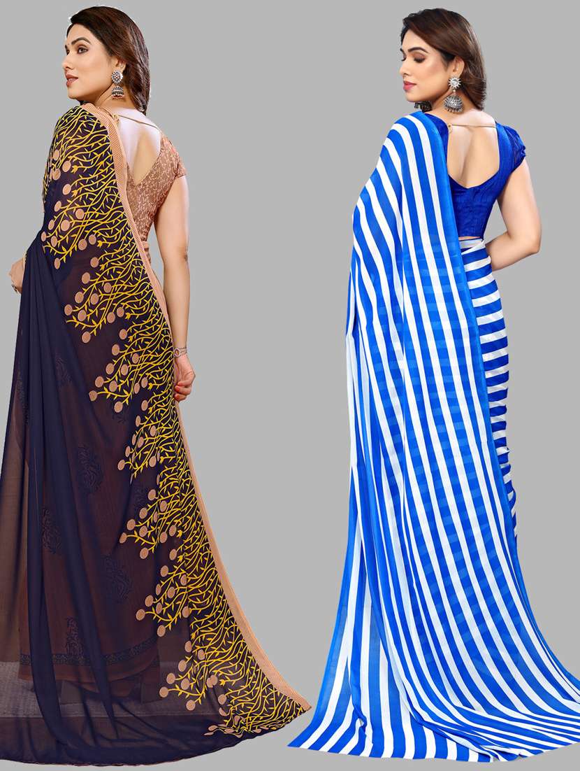 multi colored georgette combo saree with blouse - 21440304 -  Standard Image - 1