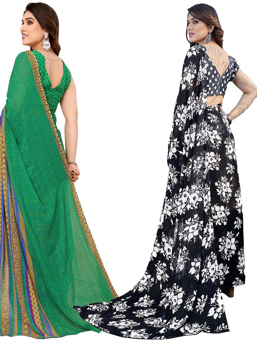 women pack of 2 casual wear sarees with blouse - 21440308 -  Standard Image - 1