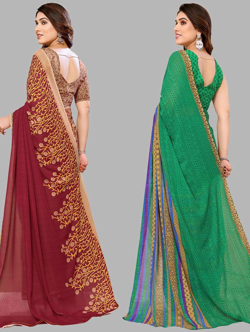 pack of 2 printed casual wear sarees with blouse - 21440311 -  Standard Image - 1