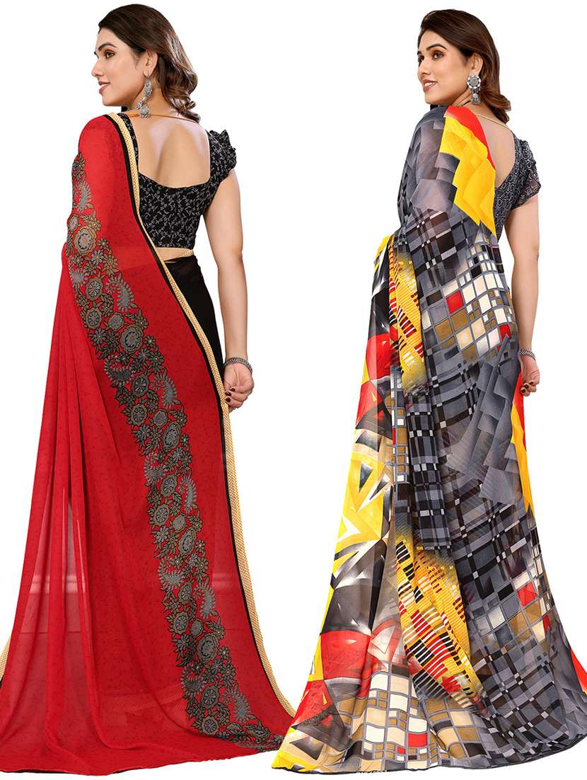 pack of 2 printed casual wear saree with blouse - 21440334 -  Standard Image - 1