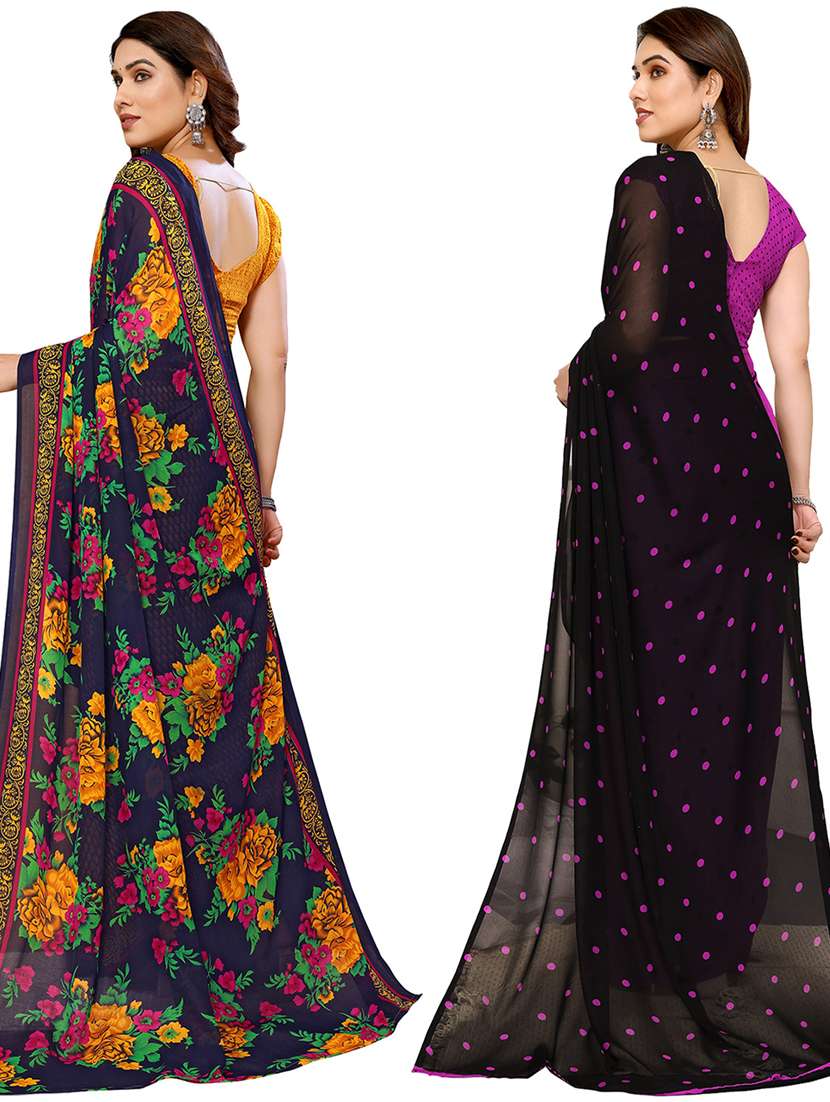 pack of 2 printed casual wear sarees - 21440352 -  Standard Image - 1