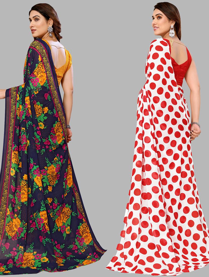 women pack of 2 casual wear combo sarees with blouse - 21440455 -  Standard Image - 1