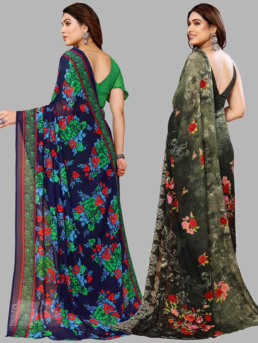 pack of 2 casual wear combo sarees with blouse - 21440456 -  Standard Image - 1
