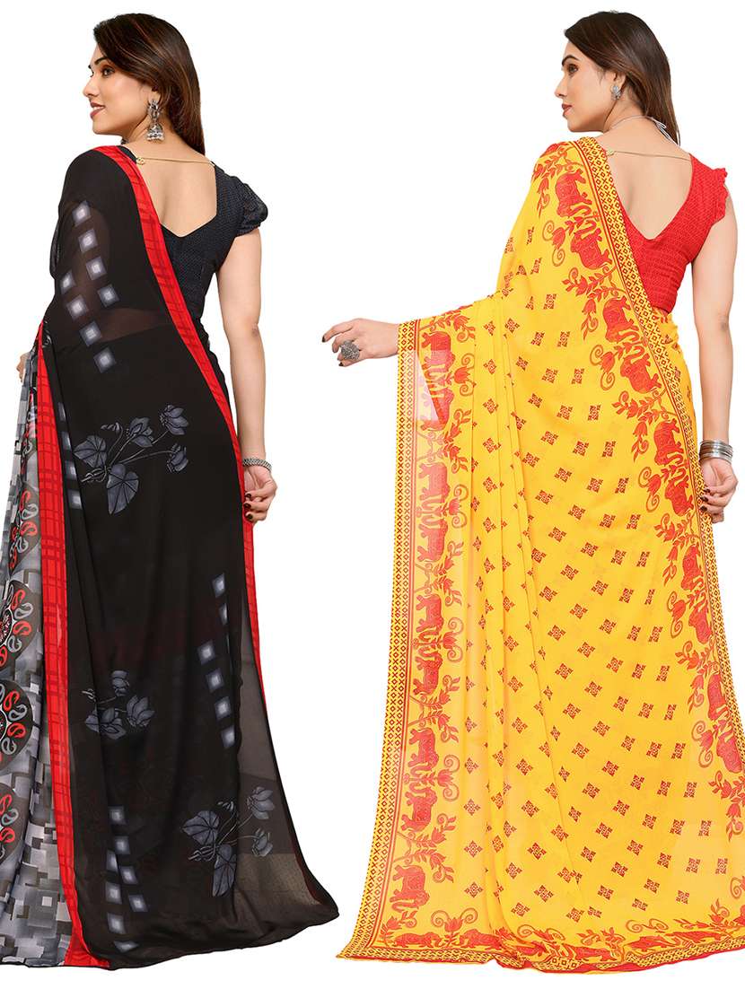 women pack of 2 casual wear combo sarees with blouse - 21440462 -  Standard Image - 1