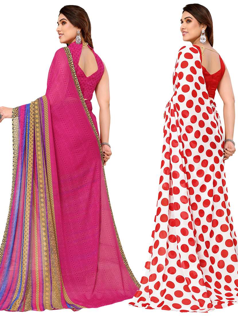 women pack of 2 casual wear combo sarees with blouse - 21440479 -  Standard Image - 1