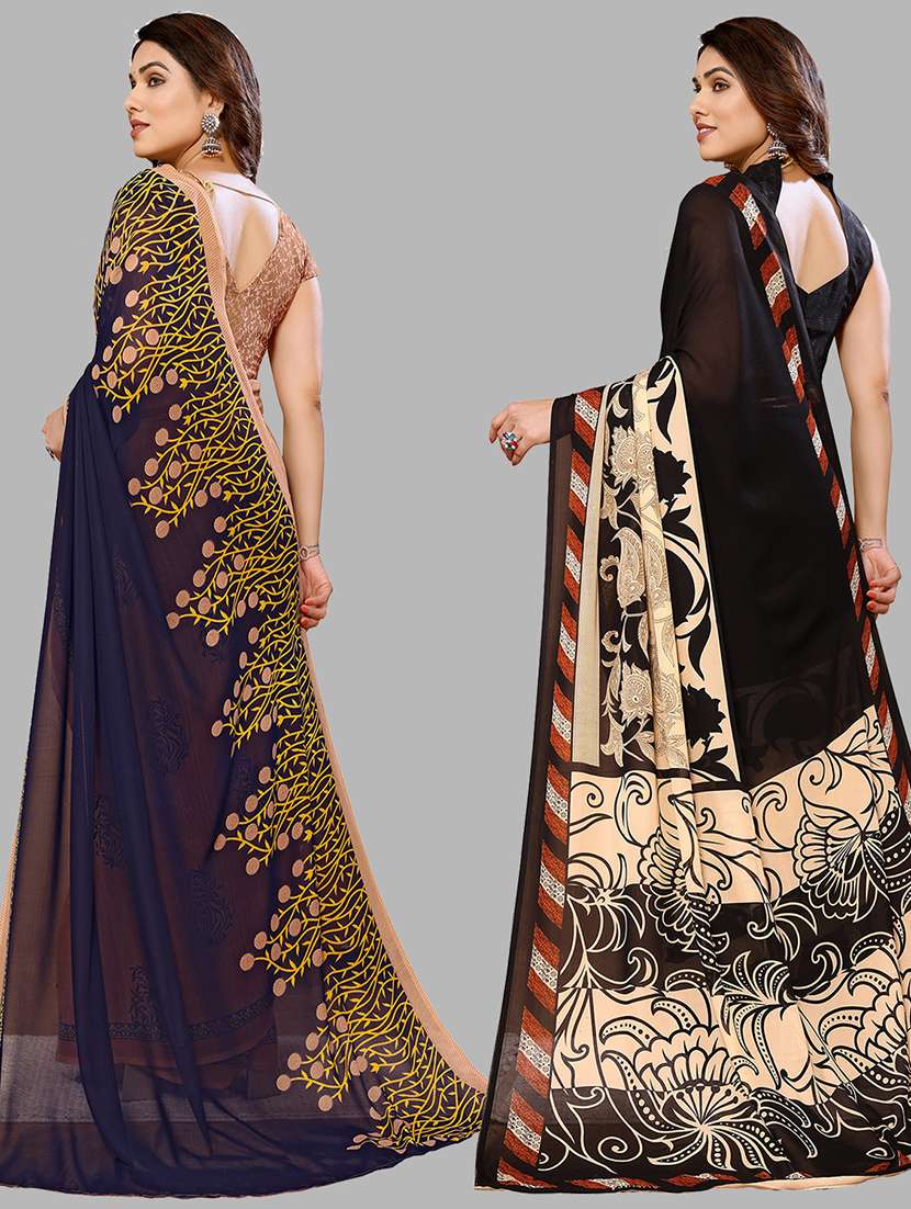 pack of 2 casual wear combo sarees with blouse - 21440491 -  Standard Image - 1