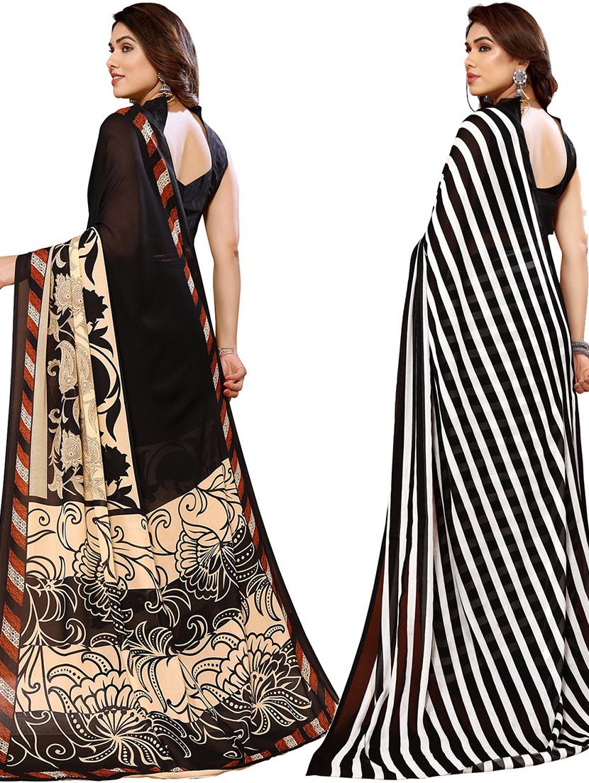 pack of 2 printed casual wear sarees with blouse - 21440492 - Standard Image - 1
