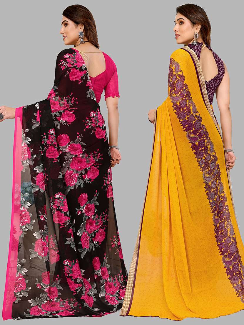 pack of 2 casual wear combo sarees with blouse - 21440504 -  Standard Image - 1