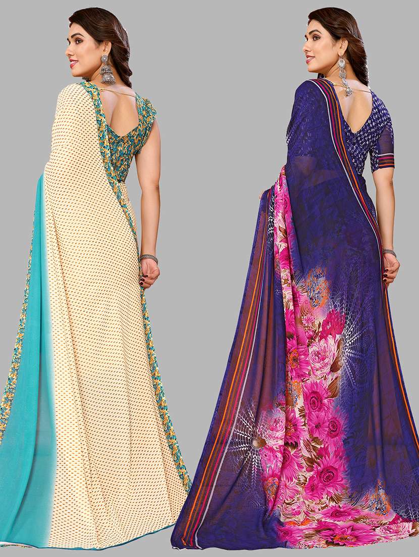pack of 2 printed casual wear sarees - 21440513 -  Standard Image - 1