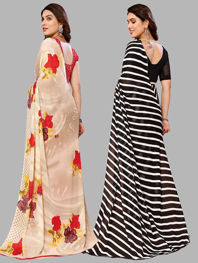 pack of 2 printed casual wear sarees - 21440515 -  Standard Image - 1