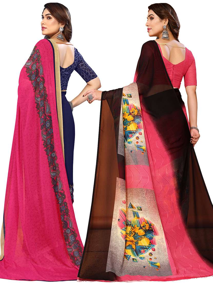 women pack of 2 casual wear sarees with blouse - 21440521 -  Standard Image - 1