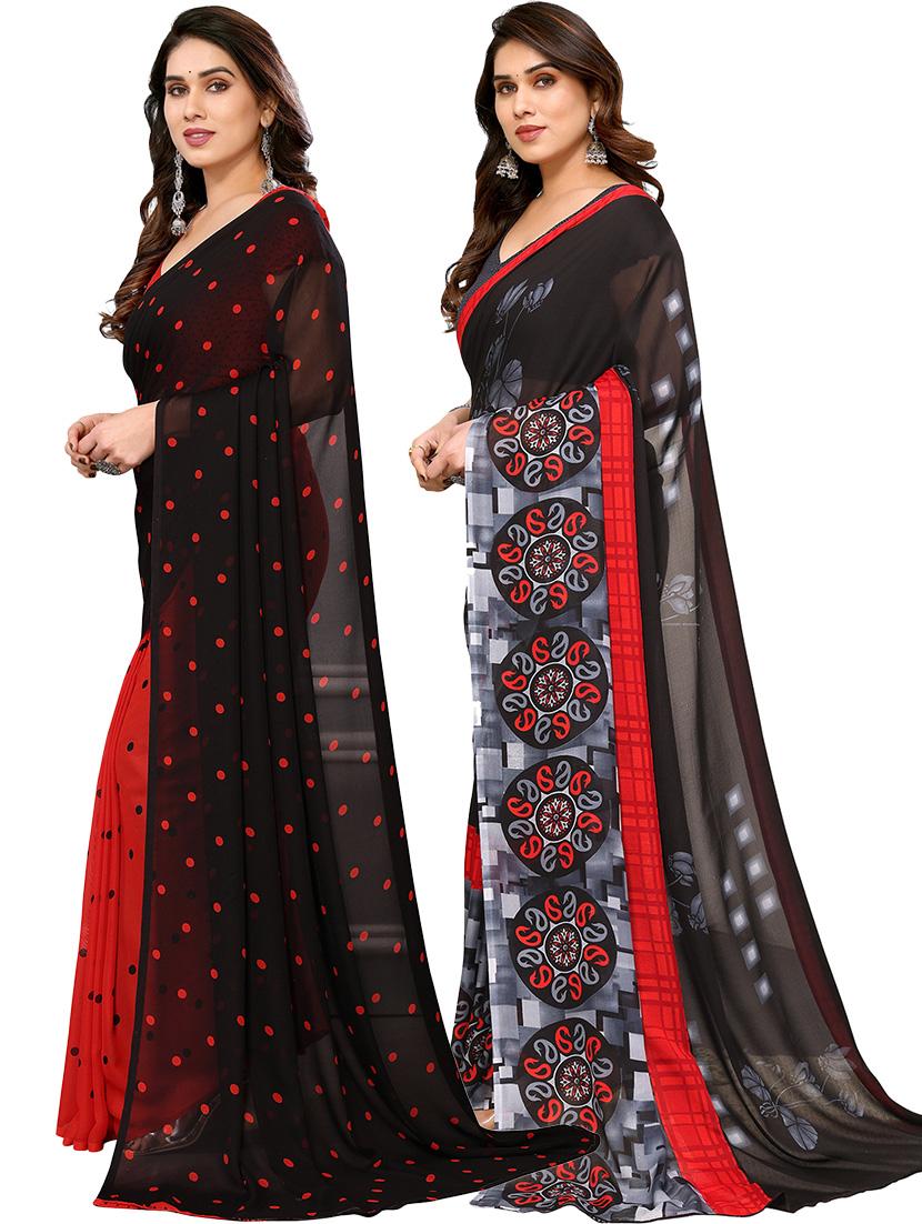 pack of 2 printed sarees with blouse - 21440523 -  Standard Image - 1