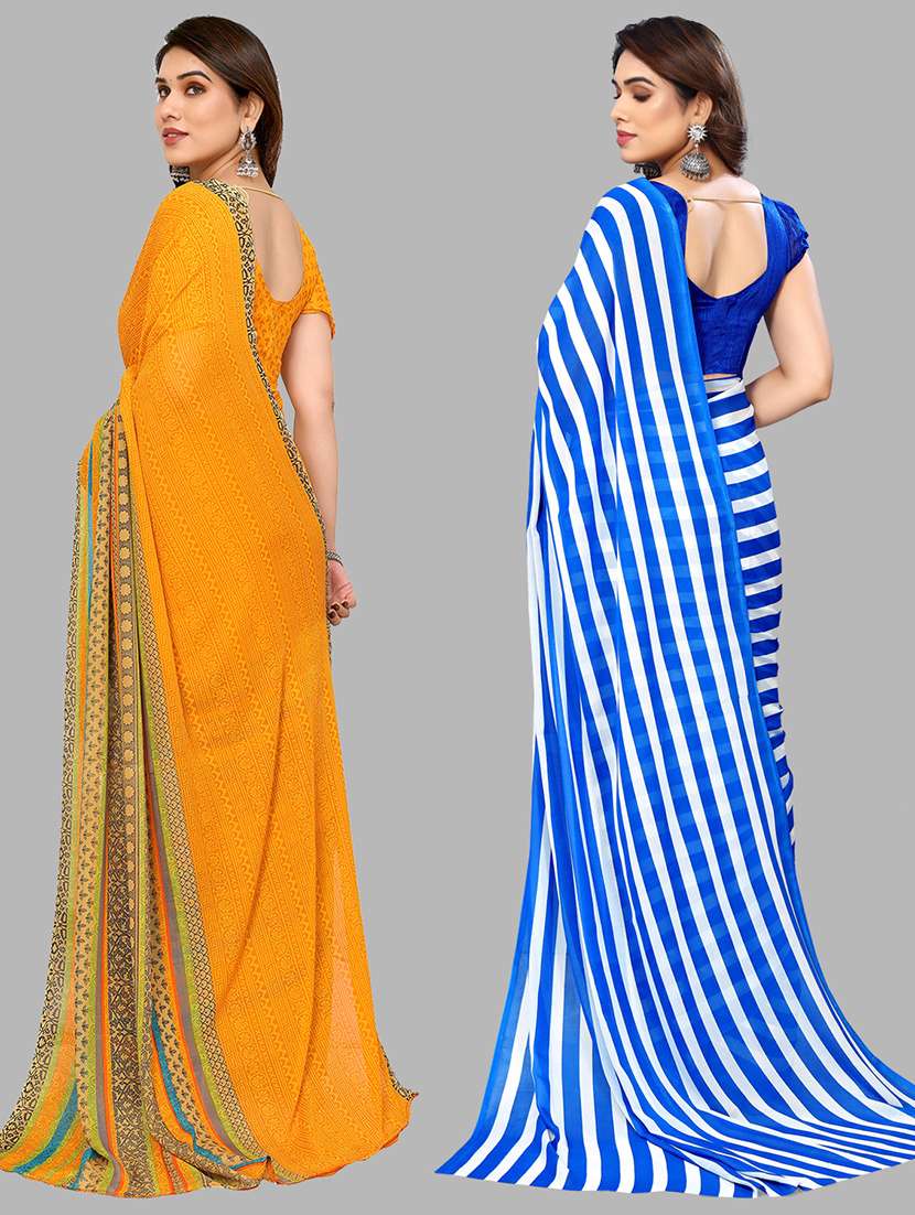 pack of 2 printed casual wear sarees with blouse - 21440527 -  Standard Image - 1
