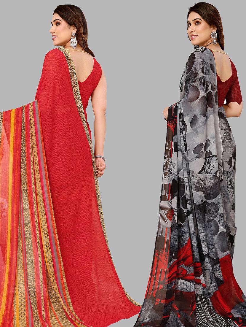 pack of 2 printed sarees with blouse - 21440529 -  Standard Image - 1