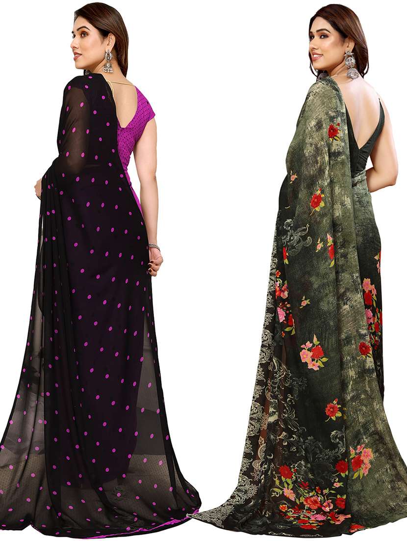 women pack of 2 casual wear sarees with blouse - 21440575 -  Standard Image - 1