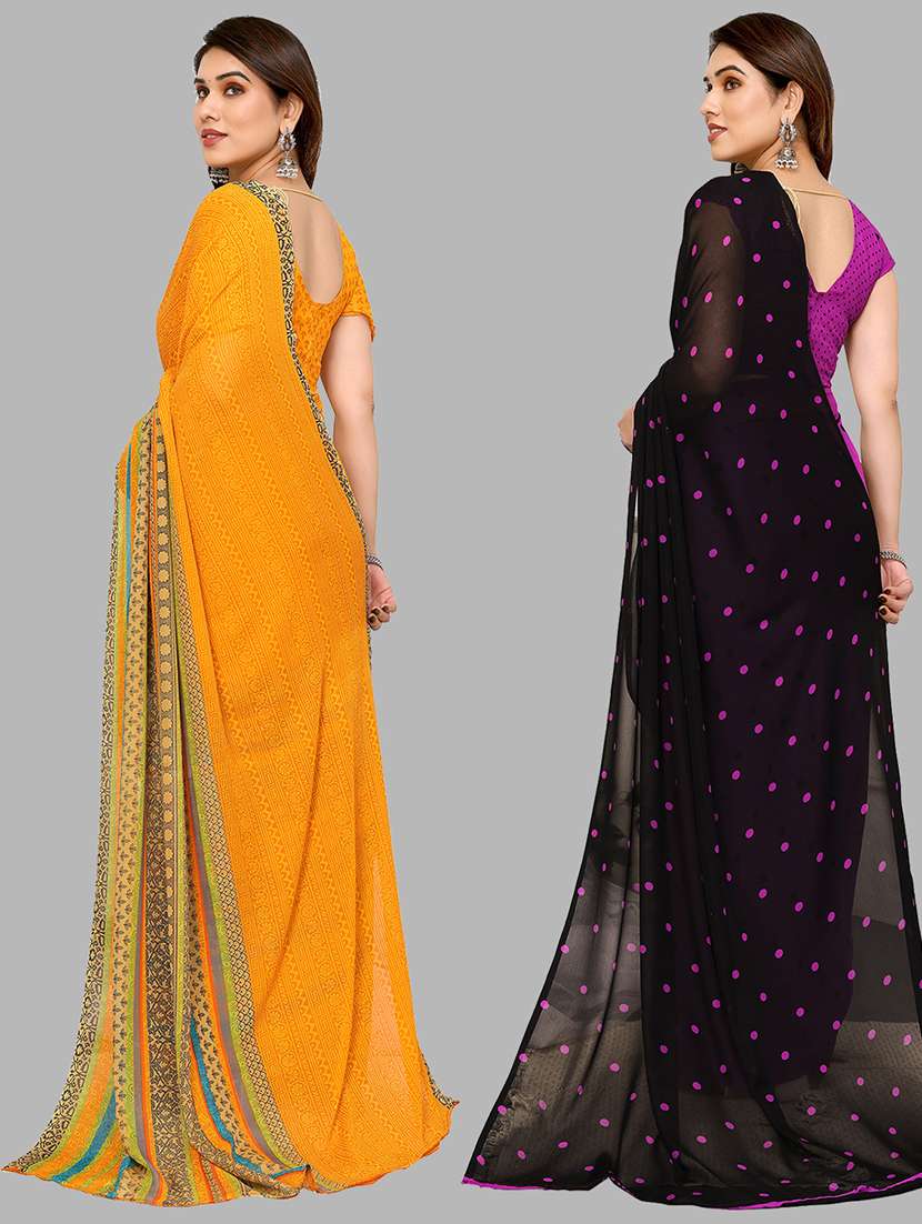pack of 2 printed casual wear sarees with blouse - 21440583 -  Standard Image - 1