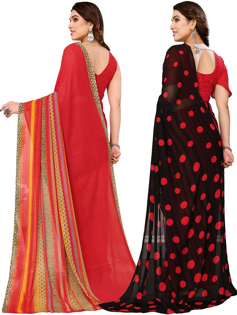 pack of 2 casual wear combo sarees with blouse - 21440584 -  Standard Image - 1