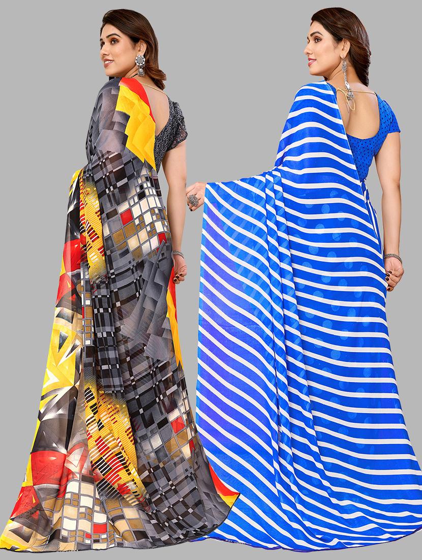 pack of 2 casual wear combo sarees with blouse - 21440619 - Standard Image - 1