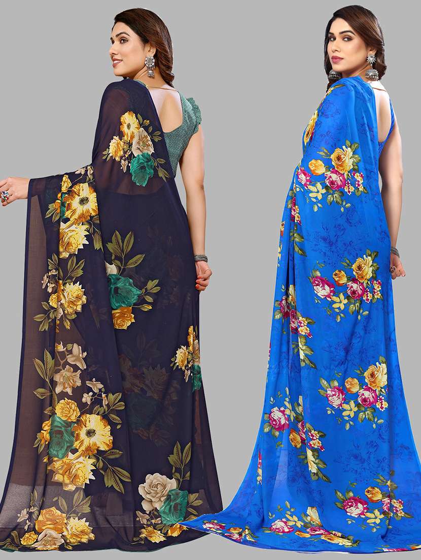 pack of 2 printed casual wear sarees - 21440635 -  Standard Image - 1