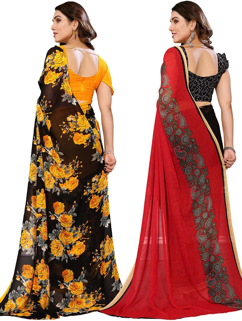 pack of 2 printed casual wear sarees - 21440645 -  Standard Image - 1