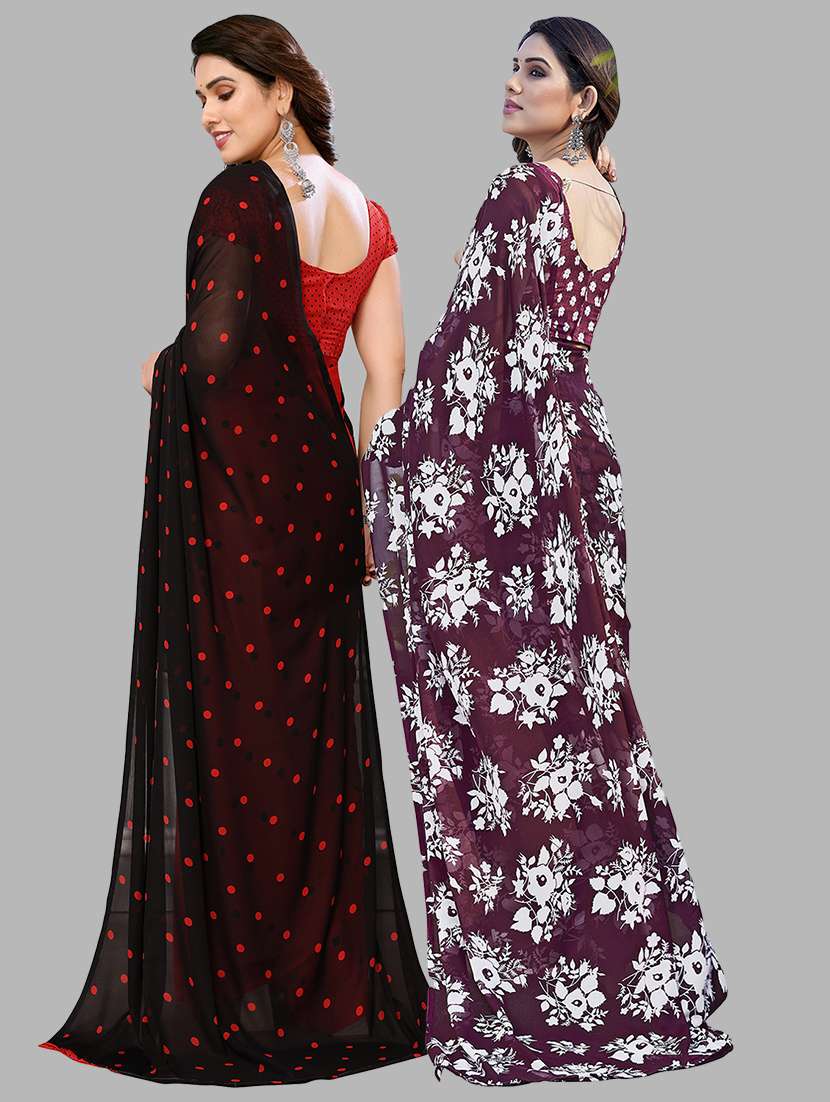 pack of 2 casual wear combo sarees with blouse - 21440660 -  Standard Image - 1
