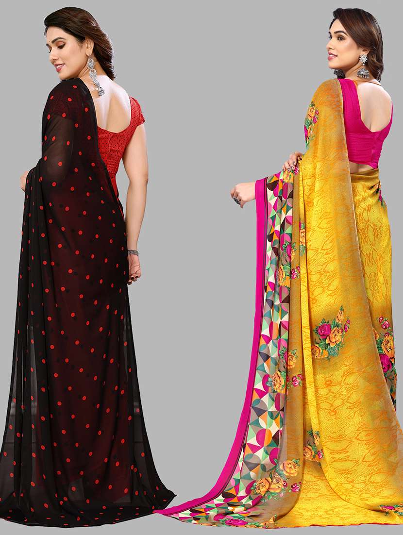 pack of 2 casual wear combo sarees with blouse - 21440707 -  Standard Image - 1