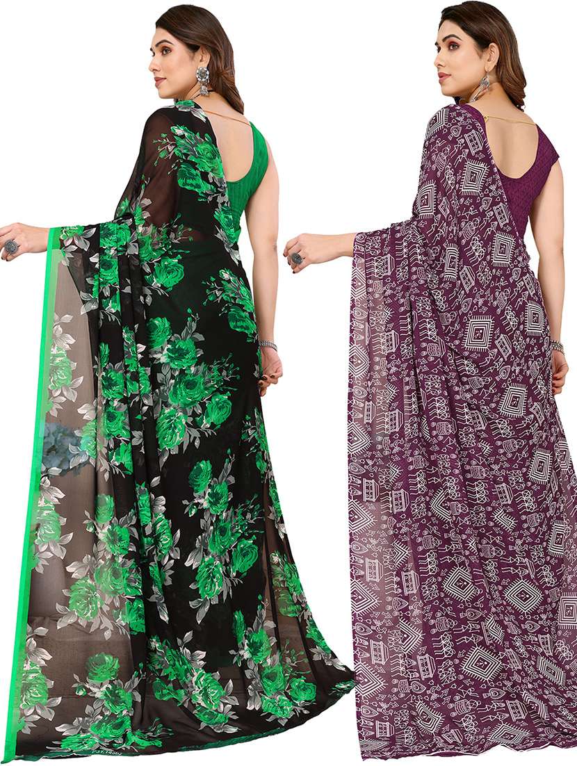 pack of 2 casual wear combo sarees with blouse - 21440752 -  Standard Image - 1
