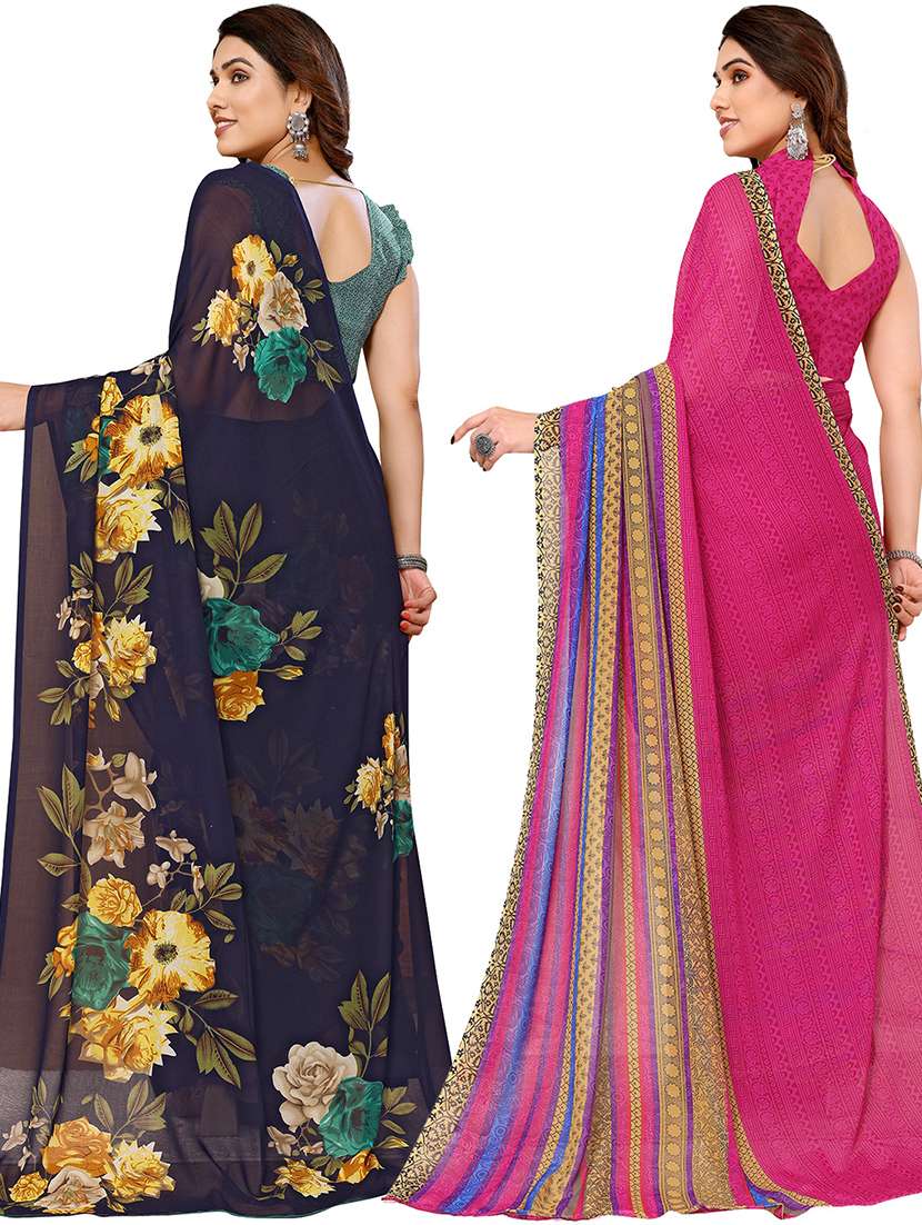 pack of 2 printed sarees - 21440777 -  Standard Image - 1