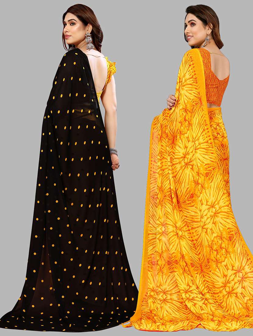 pack of 2 printed sarees with blouse - 21440800 -  Standard Image - 1