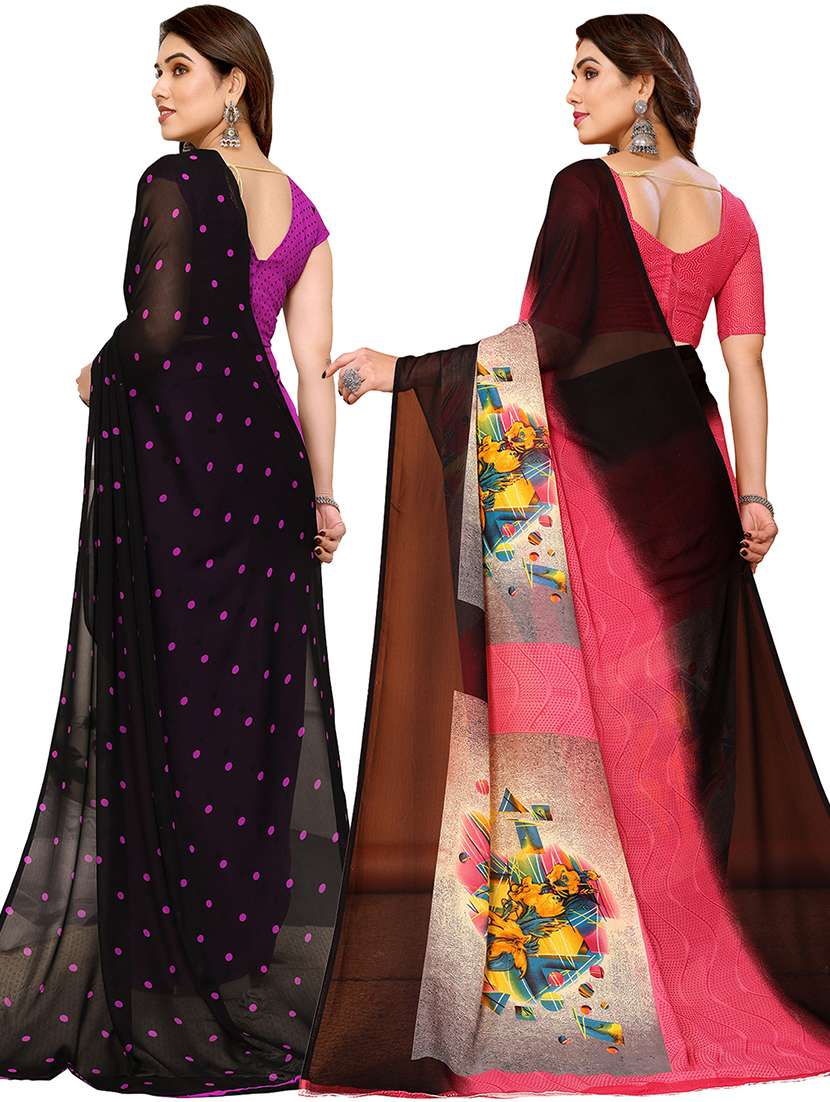 women pack of 2 casual wear sarees with blouse - 21440843 -  Standard Image - 1