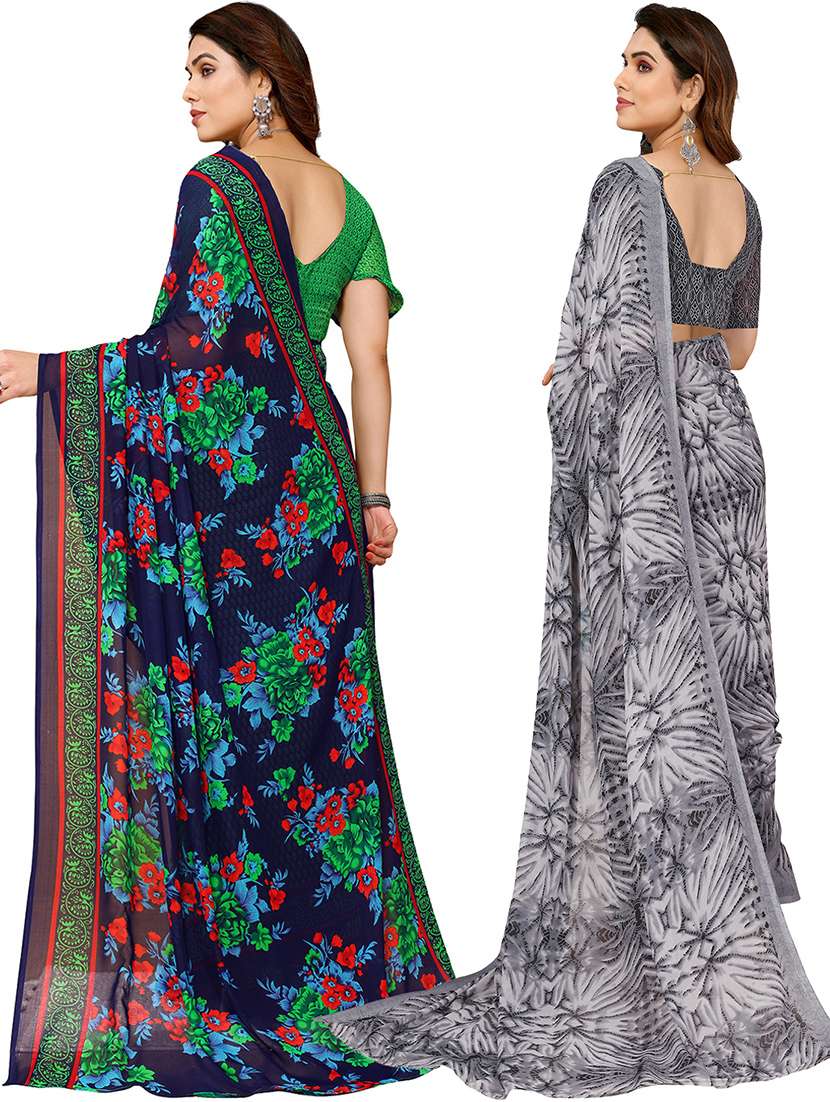 pack of 2 casual wear combo sarees with blouse - 21440854 -  Standard Image - 1