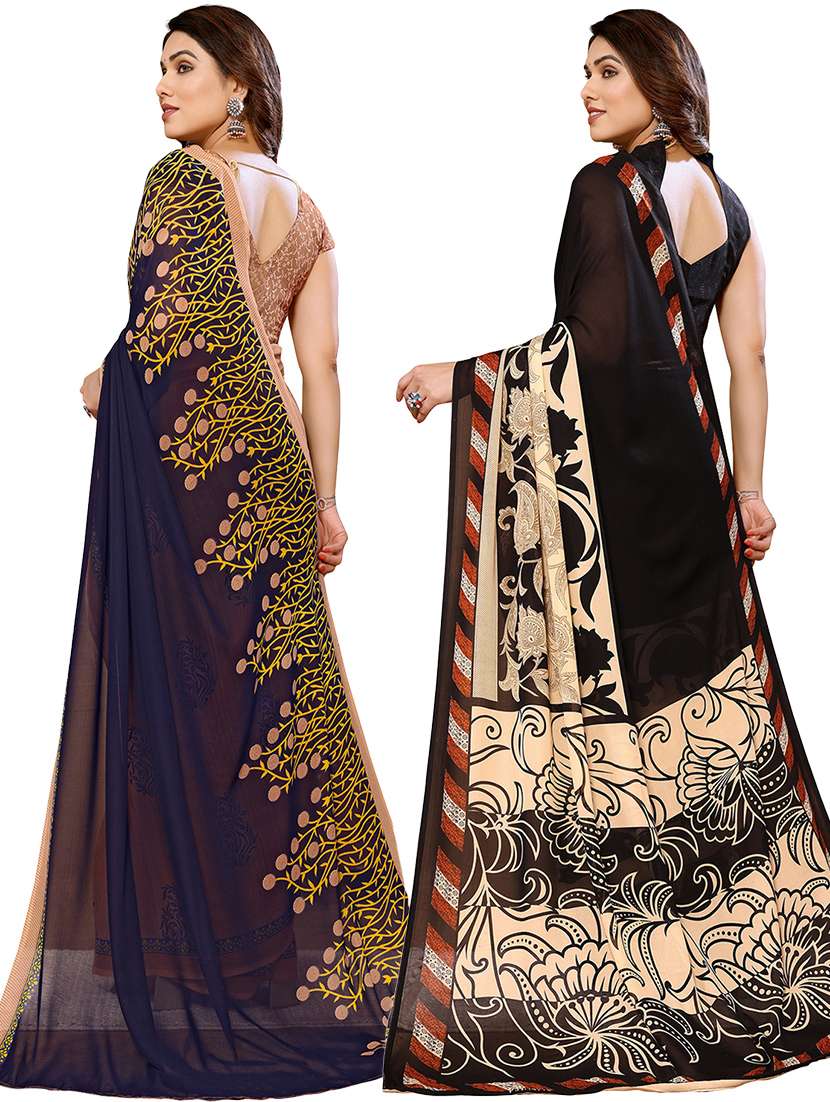 pack of 2 women printed sarees with blouse - 21440921 -  Standard Image - 1