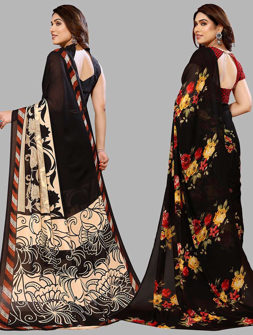 pack of 2 women printed sarees with blouse - 21440923 -  Standard Image - 1