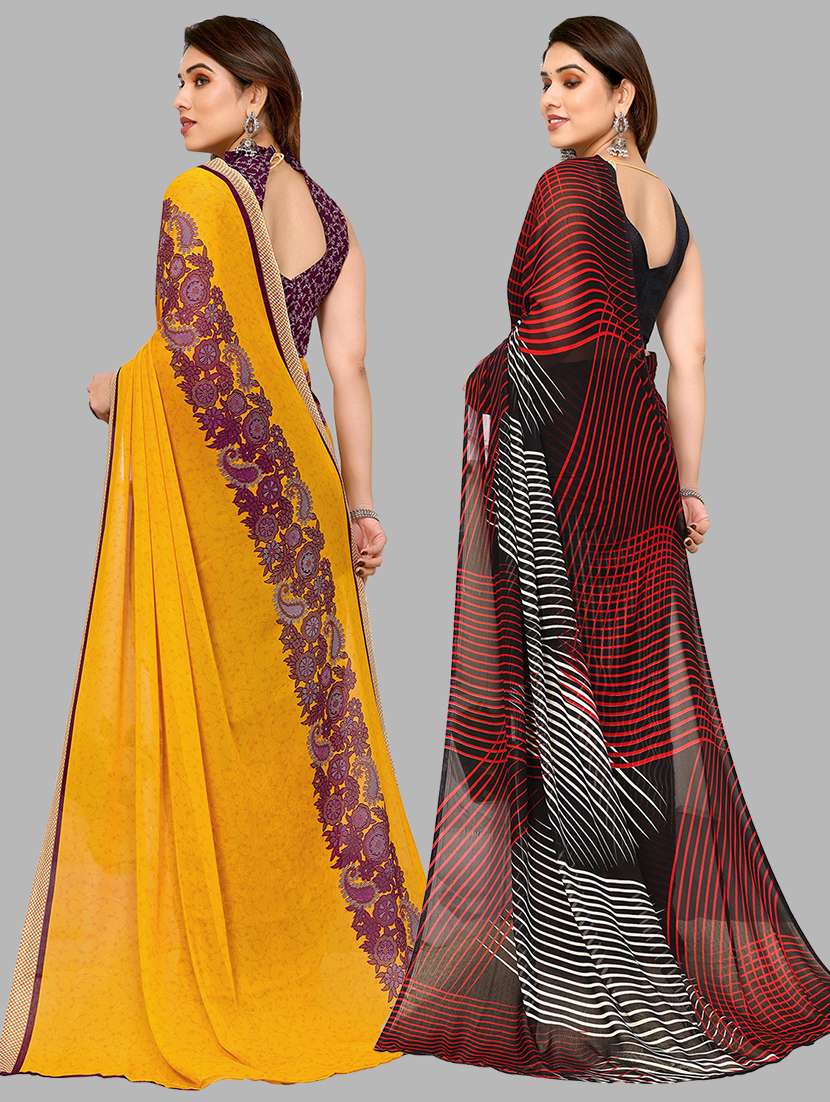 pack of 2 printed casual wear sarees with blouse - 21440969 -  Standard Image - 1