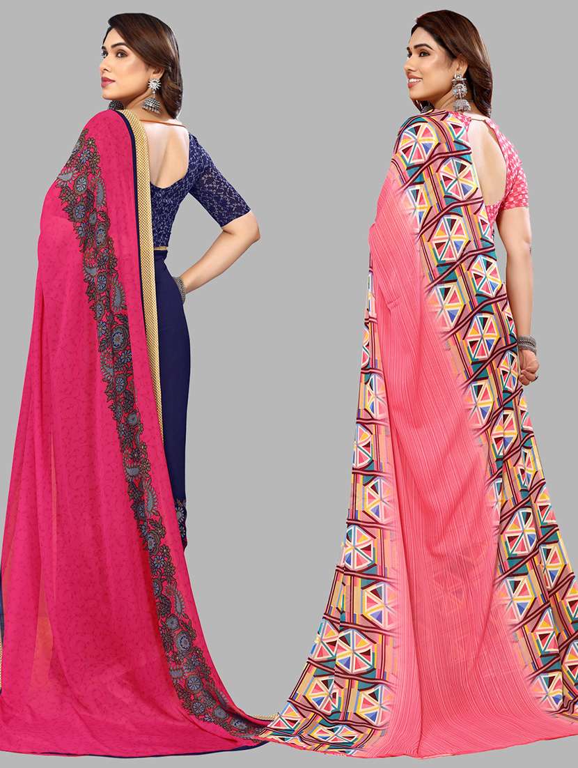 pack of 2 casual wear combo sarees with blouse - 21441023 -  Standard Image - 1