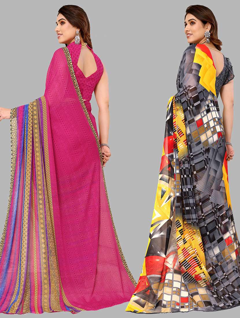 pack of 2 casual wear combo sarees with blouse - 21441052 -  Standard Image - 1