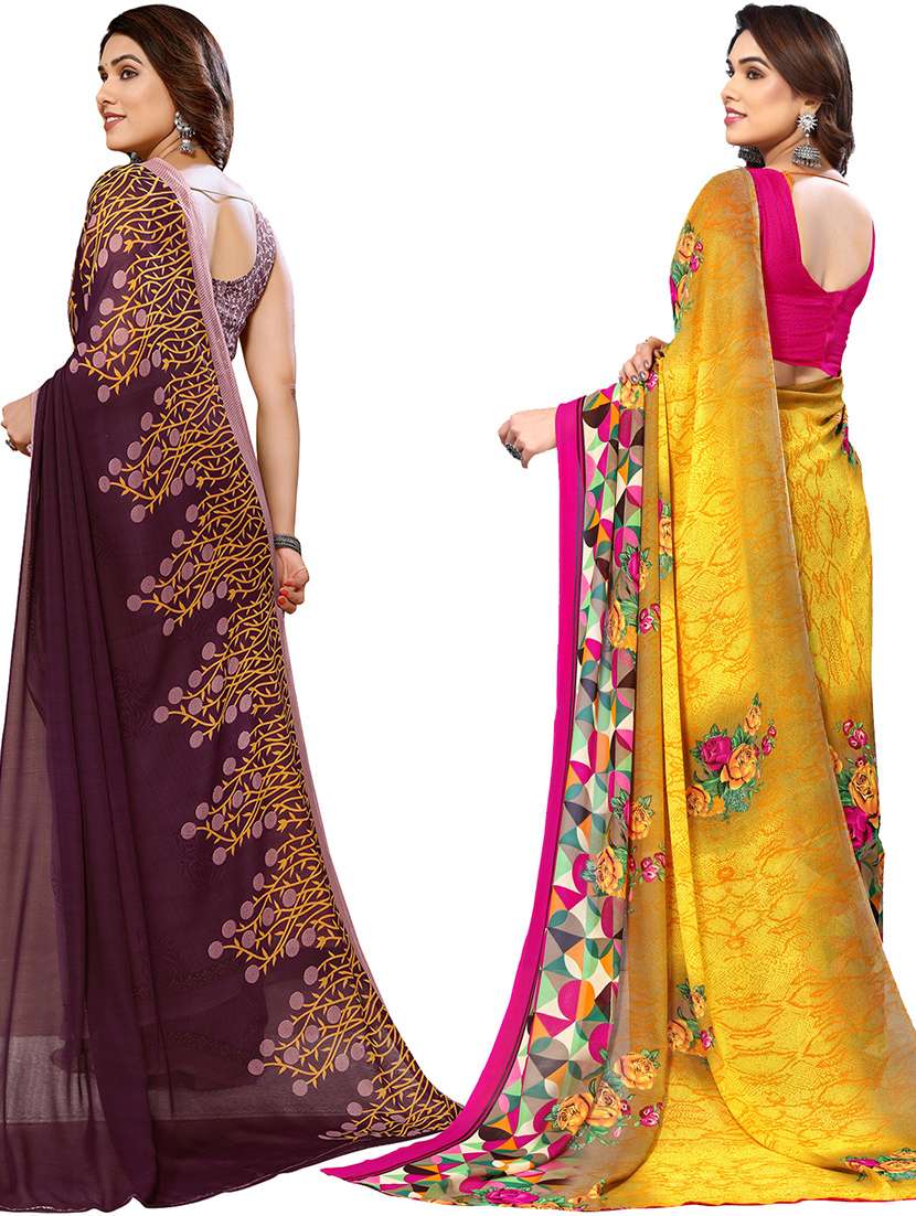 women pack of 2 casual wear sarees with blouse - 21441056 -  Standard Image - 1