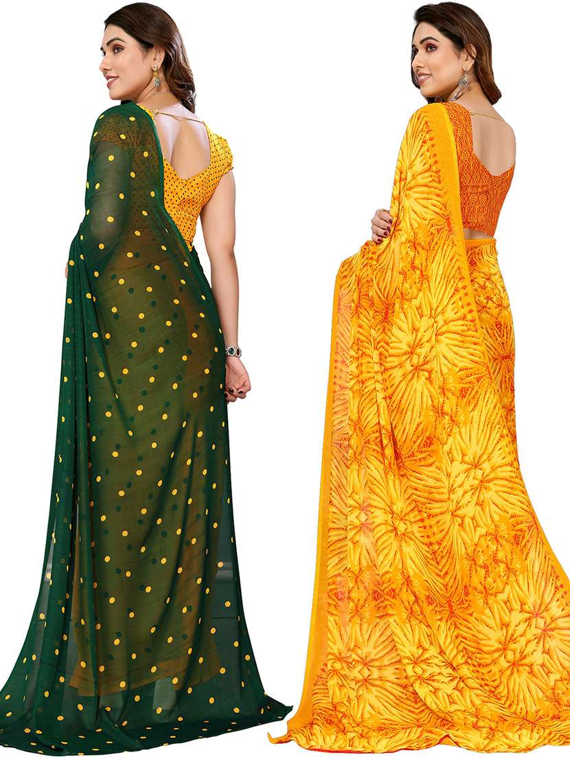 pack of 2 printed casual wear sarees with blouse - 21441075 -  Standard Image - 1