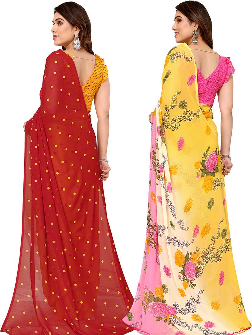 pack of 2 casual wear combo sarees with blouse - 21441076 -  Standard Image - 1