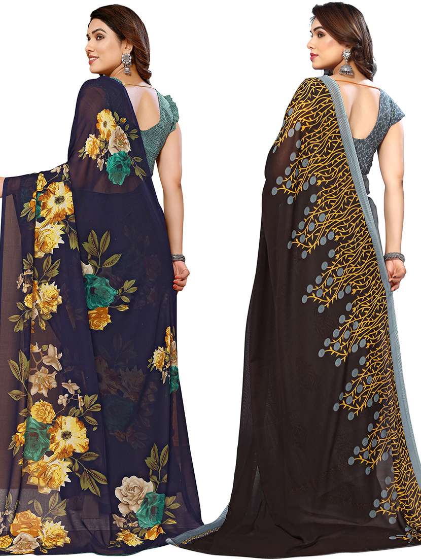 women pack of 2 casual wear sarees with blouse - 21441112 -  Standard Image - 1