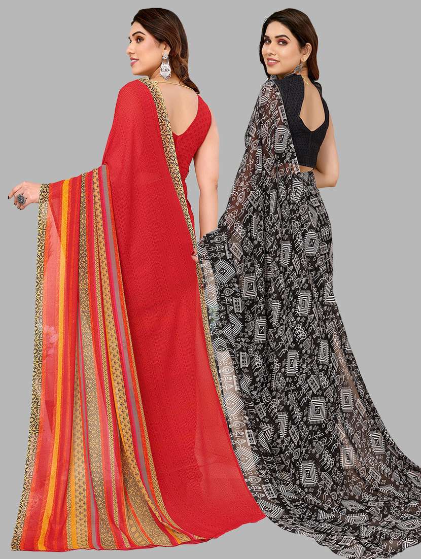 pack of 2 casual wear combo sarees with blouse - 21441166 -  Standard Image - 1