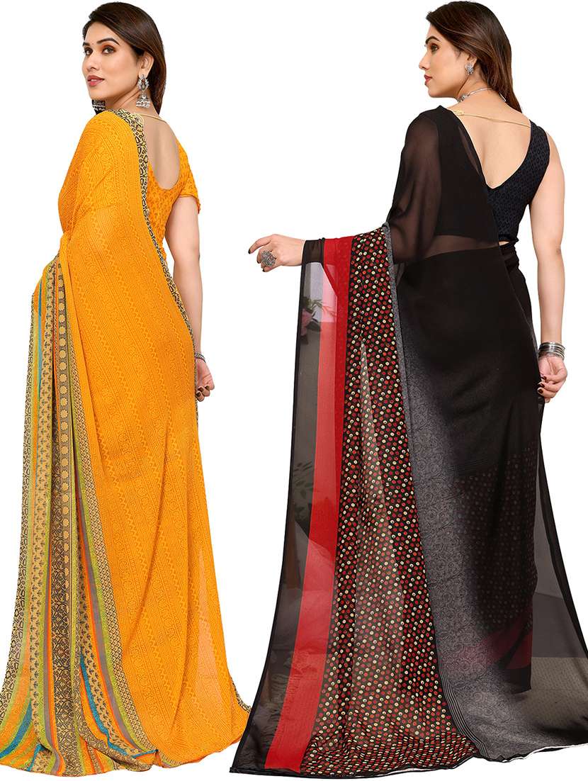pack of 2 printed casual wear sarees with blouse - 21441196 -  Standard Image - 1