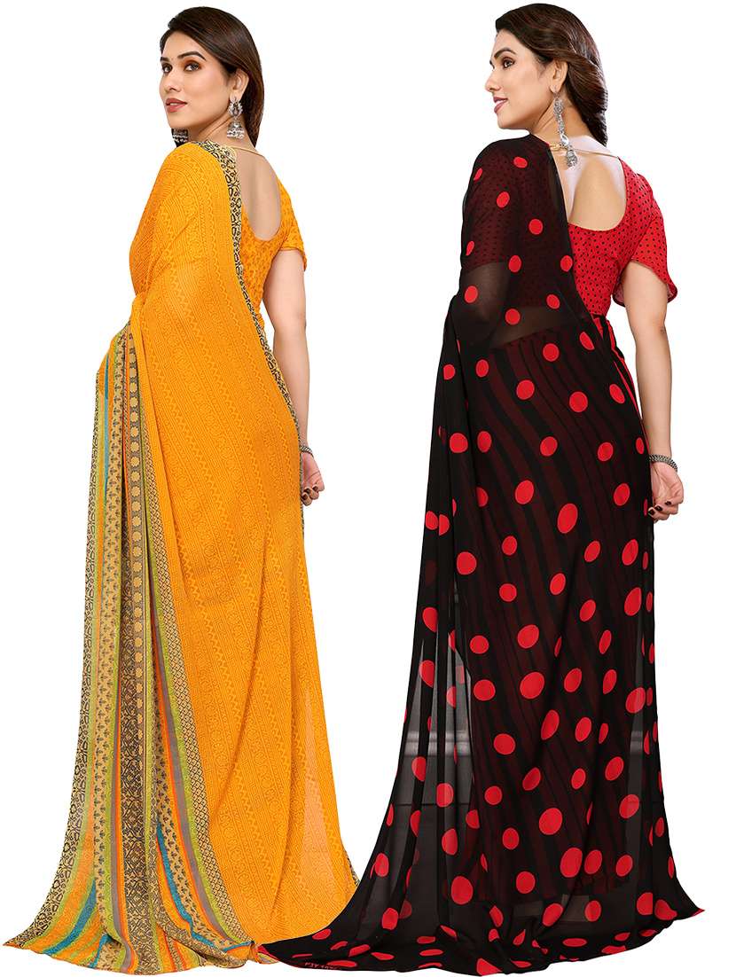 pack of 2 casual wear combo sarees with blouse - 21441206 -  Standard Image - 1