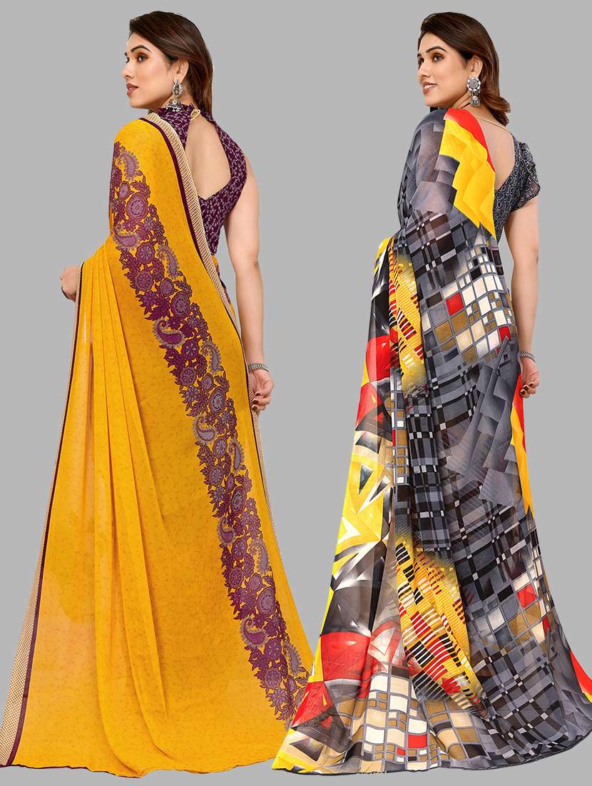 pack of 2 casual wear combo sarees with blouse - 21441245 -  Standard Image - 1