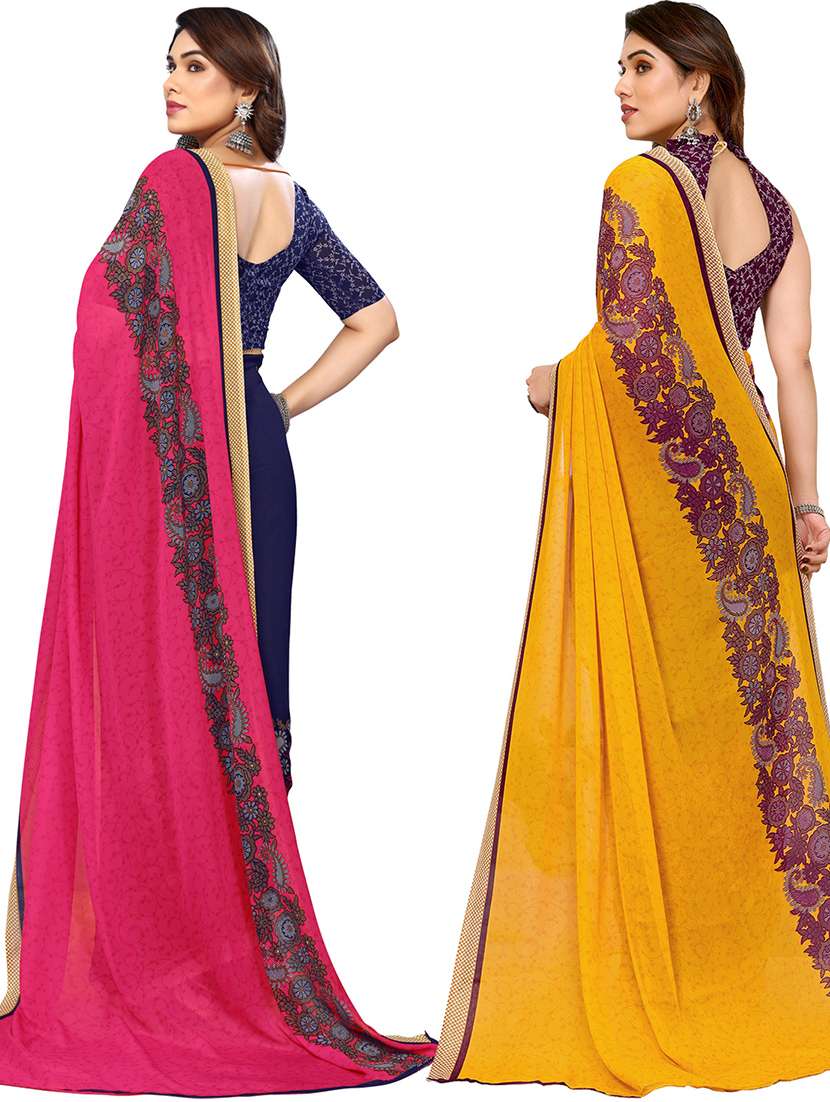 pack of 2 printed casual wear sarees with blouse - 21441247 -  Standard Image - 1