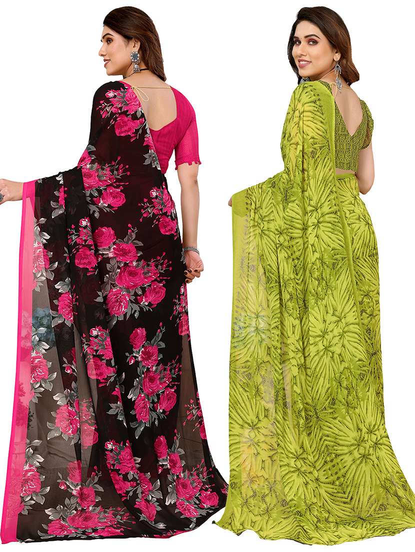 pack of 2 printed casual wear sarees with blouse - 21441249 -  Standard Image - 1