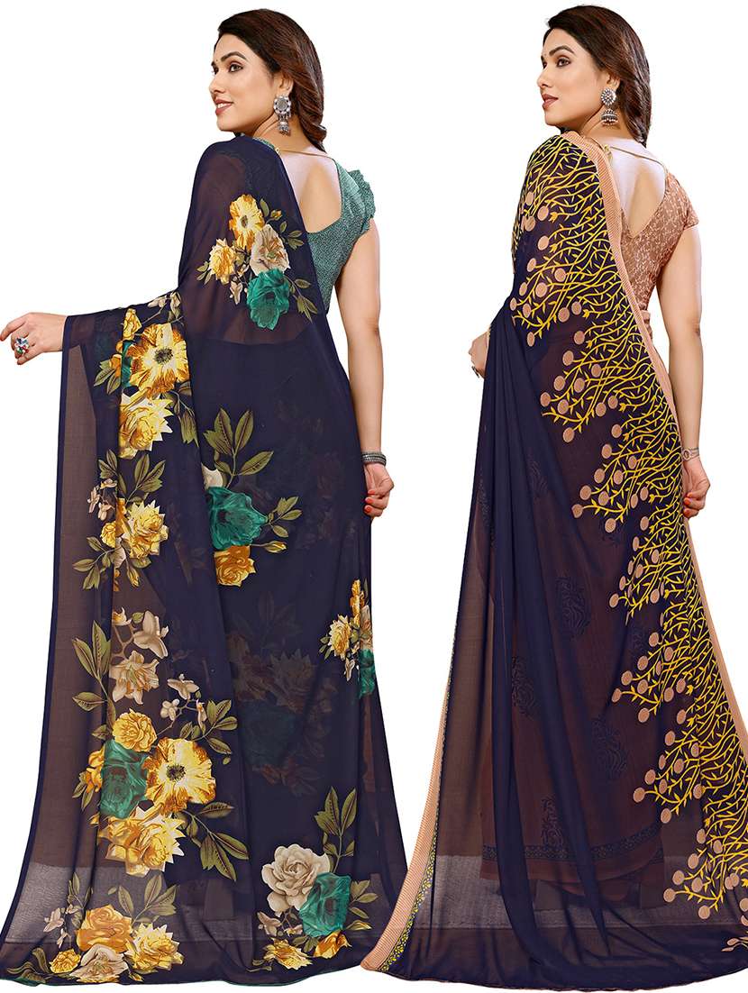 pack of 2 printed casual wear sarees with blouse - 21441259 -  Standard Image - 1